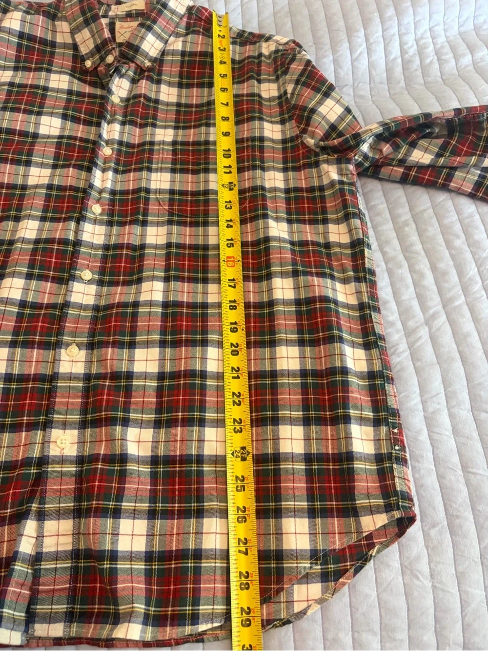 Jcrew men’s organic cotton plaid button-down shirt holiday Christmas tartan